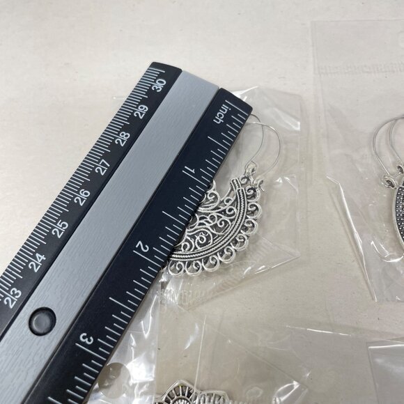 5 Pairs Filigree Hoop Earrings Boho Mandala Bollywood Goddess Silver-Tone‎ - Picture 4 of 10